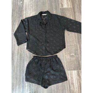 Victoria's Secret Black Heart Pajama Set  Medium